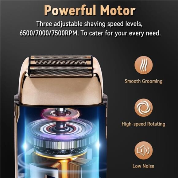 Shave Electric Foil Shavers for Men, 3-Speed Electric Razor, Bald Head Shavers - Picture 5 of 7